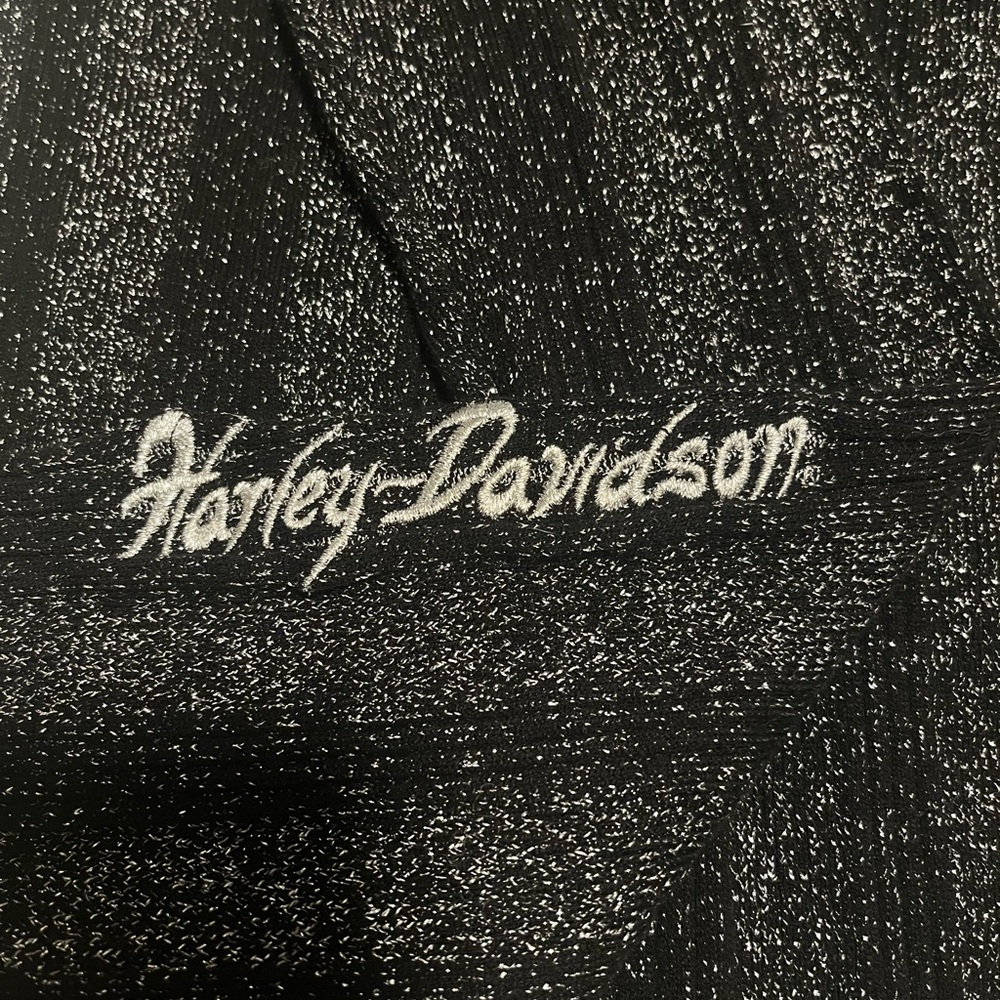 Harley-Davidson Women”s  Black & Silver Metallic LS Stretch Top Blouse Size XL - Picture 8 of 12